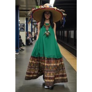 Alice & Olivia Women's Midi Dress Size XS Teal Green Fairycore Boho RRP $440